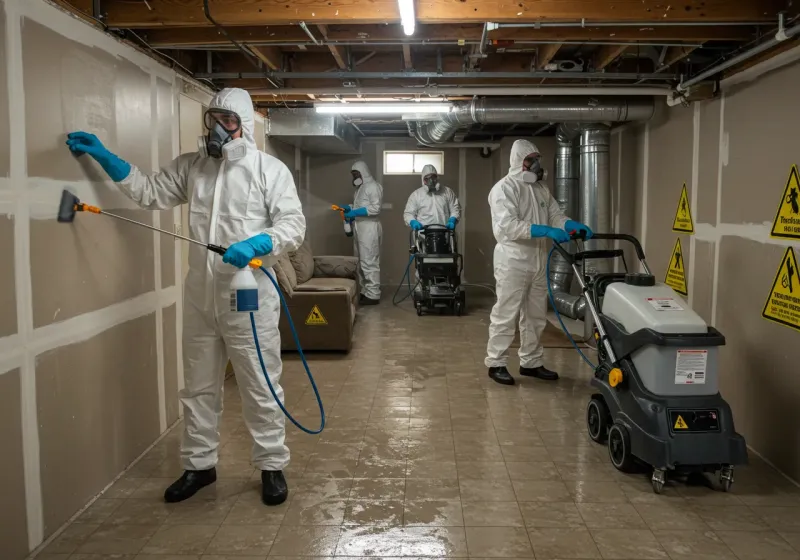 Basement Moisture Removal and Structural Drying process in Cramerton, NC